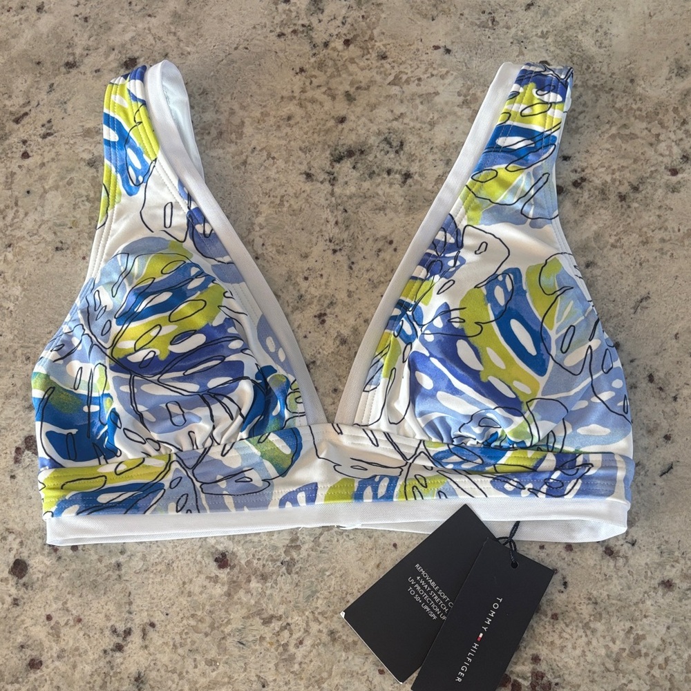 New with tags! Tommy Hilfiger sz SmColorful Blue Patterned Bikini Top